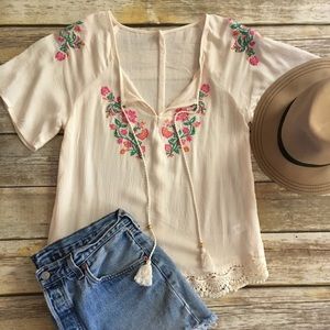 Ivory boho floral top